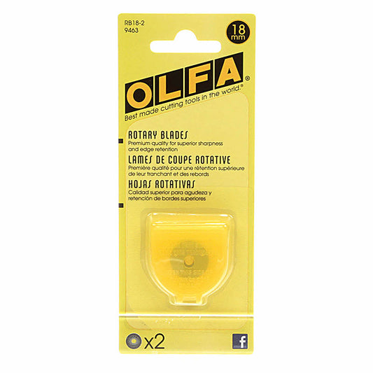 18MM Rotary Cutter Blades by Olfa. Pack of 2