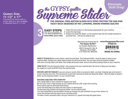 Supreme Slider 11 1/2" x 17" TGQ144 Gypsy Quilter#1