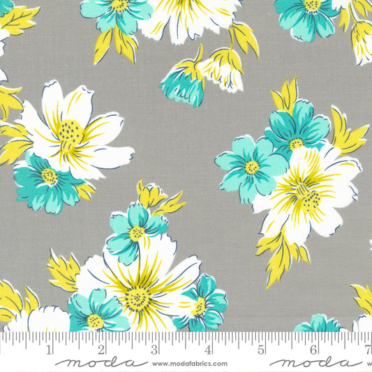 Yellow and Blue flowers on gray background