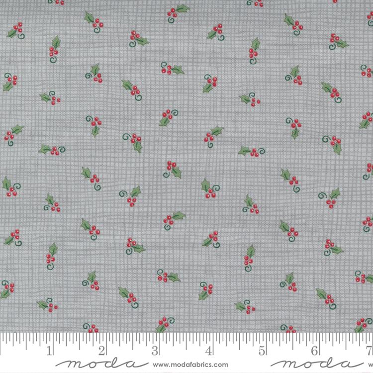 Mistletoe on grey plaid background